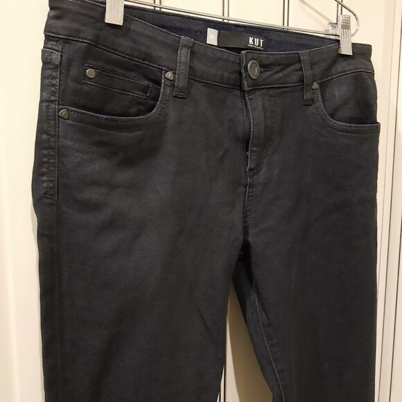 KUT From The Kloth Mia Toothpick Skinny Jeans Dark Blue Sheen 8P Mid Rise - Picture 2 of 6